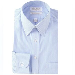 Gold Label by Roundtree & Yorke Fitted Non-Iron Point Collar Striped Dress Shirt